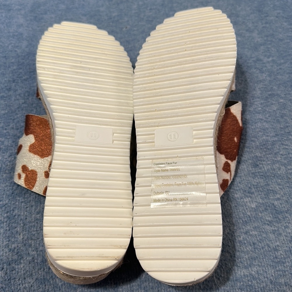 Very G Size 11 Strappy Faux Hide Platform Sandals with Buckles in Brown … - Picture 5 of 8